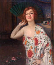 Portrait of a Woman in a Floral Gown
