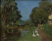 Landscape with Geese by a Pond